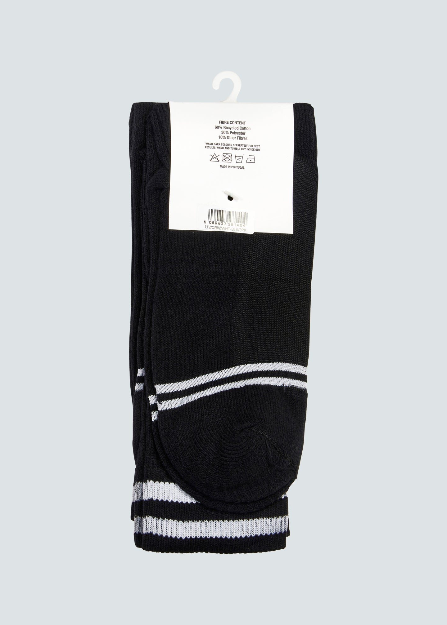 Liverpool Crew Sock 3 Pack - Black/White