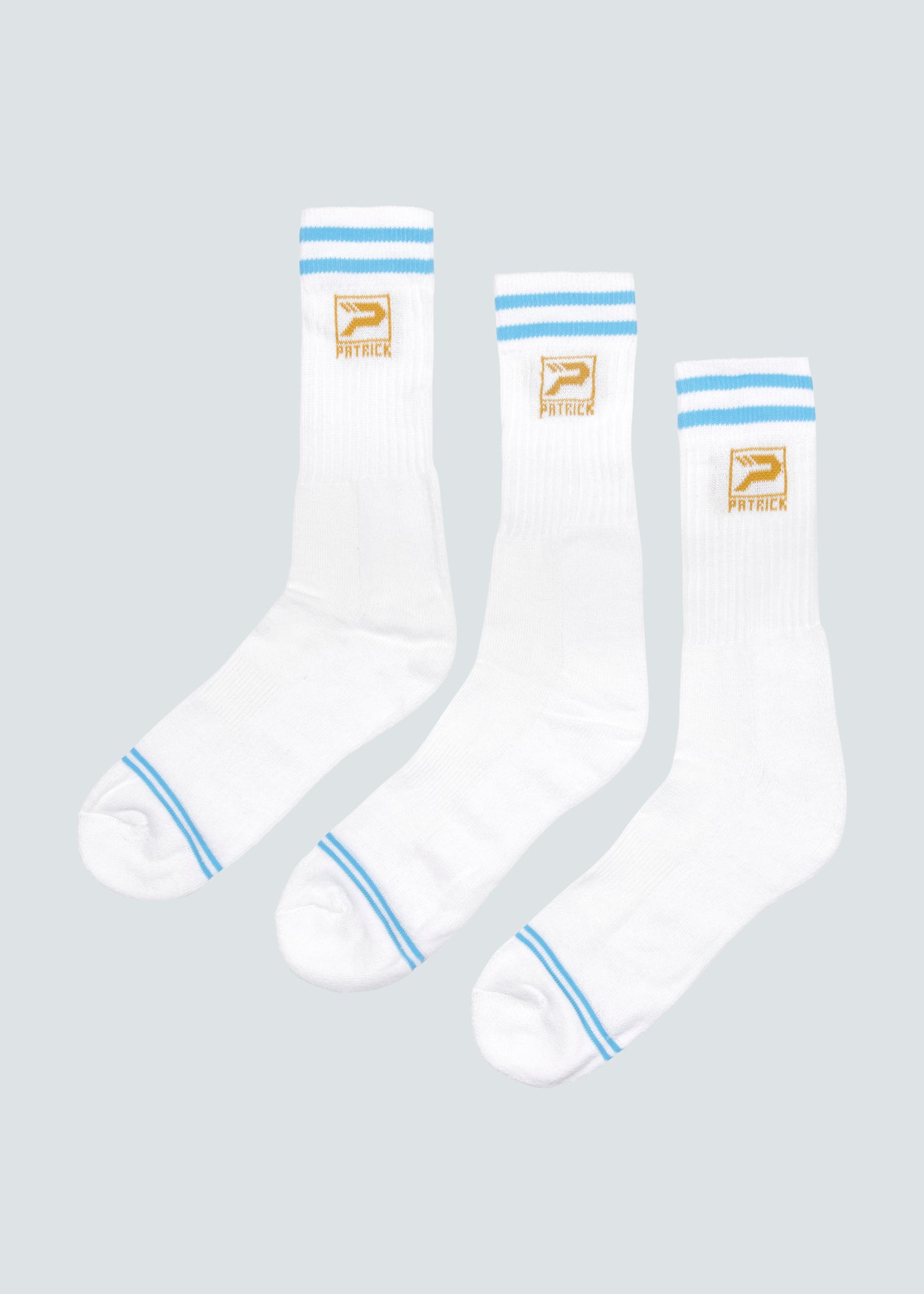 Rio Crew Sock 3 Pack - White/Light Blue