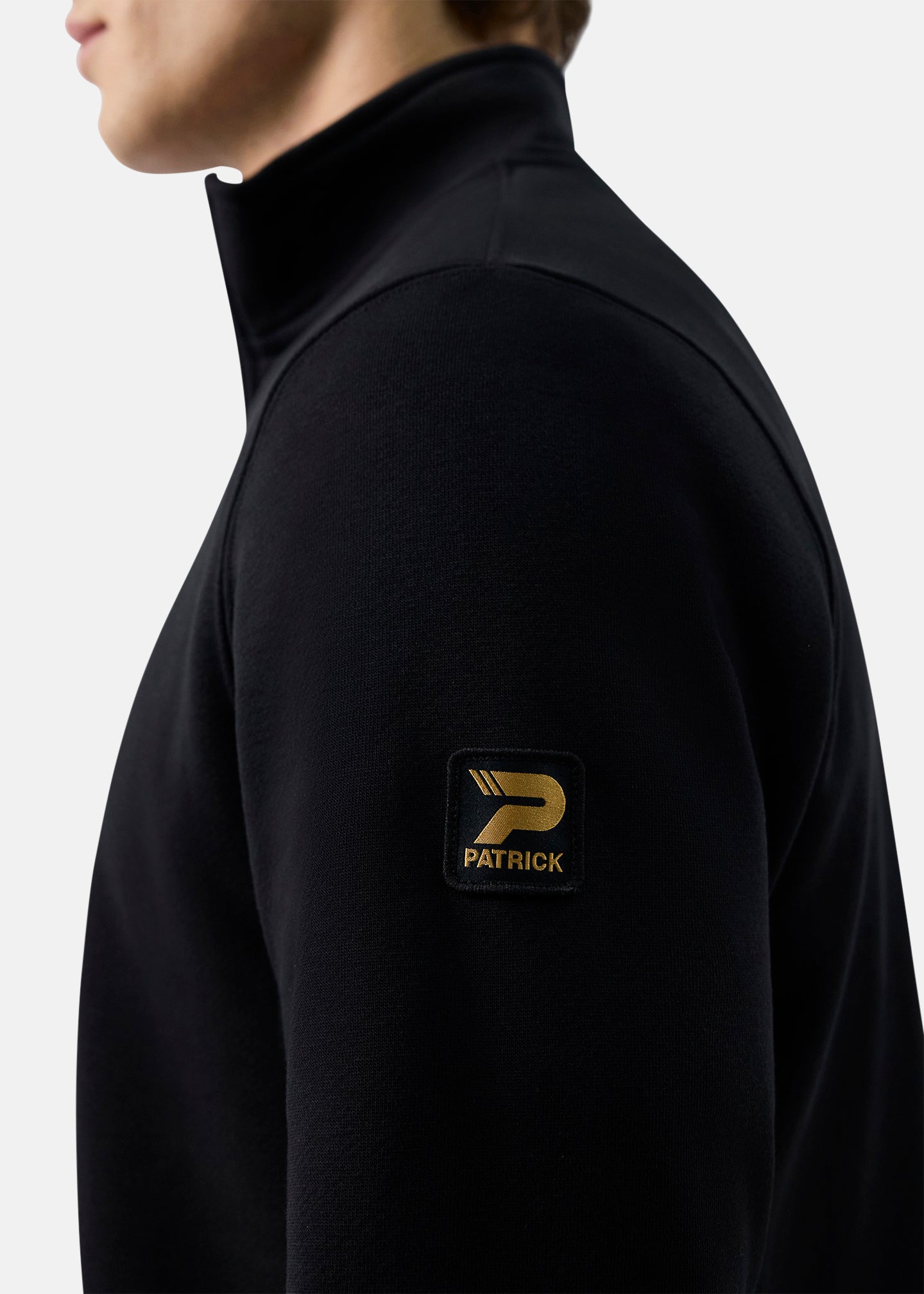 Patrick Harlem 1/4 Zip-Black-Logo Detail