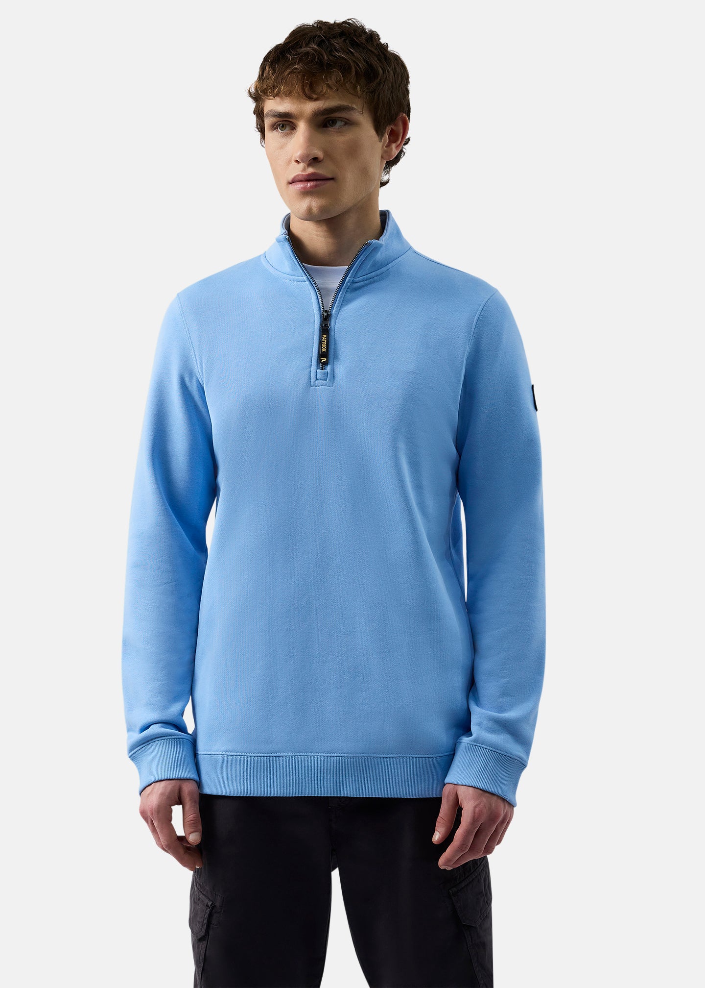 Patrick Harlem 1/4 Zip Top-Sky Blue-Front