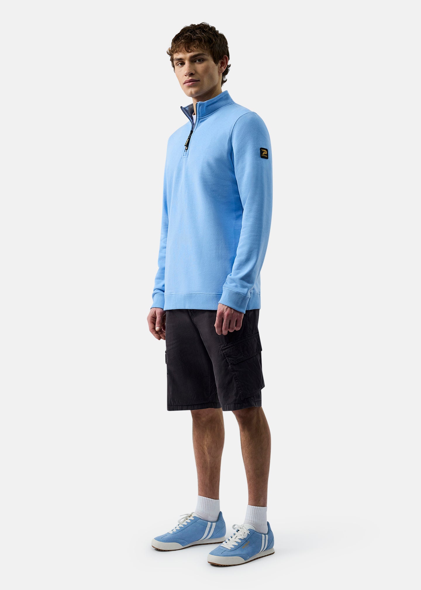 Patrick Harlem 1/4 Zip Top-Sky Blue-Full Body
