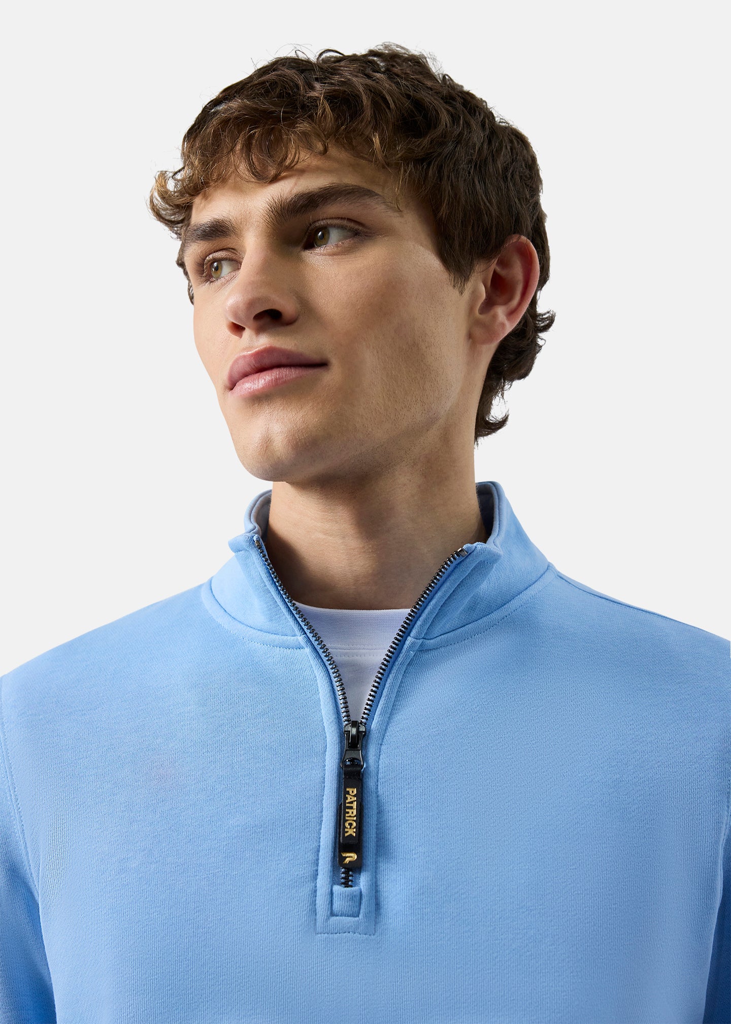 Patrick Harlem 1/4 Zip Top-Sky Blue-Zip Detail